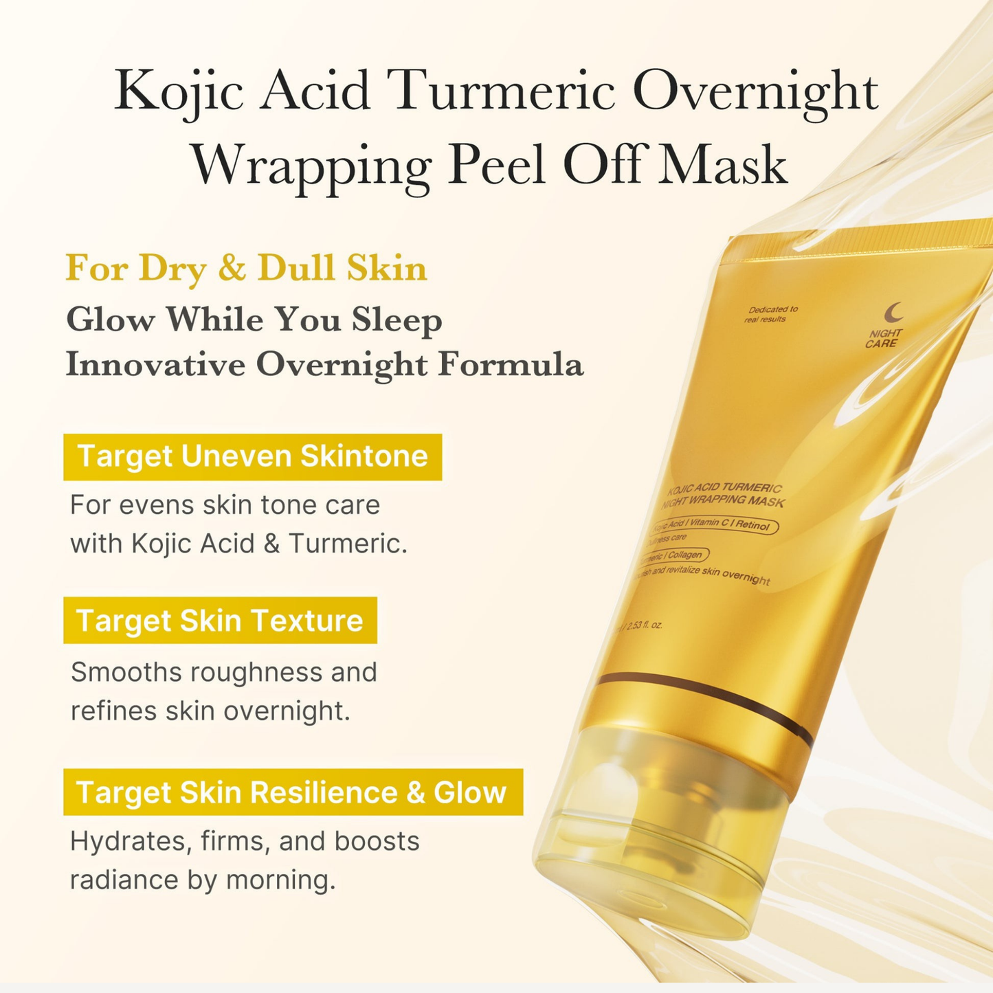 Masque de Nuit Enveloppant au Curcuma et à l'Acide Kojique