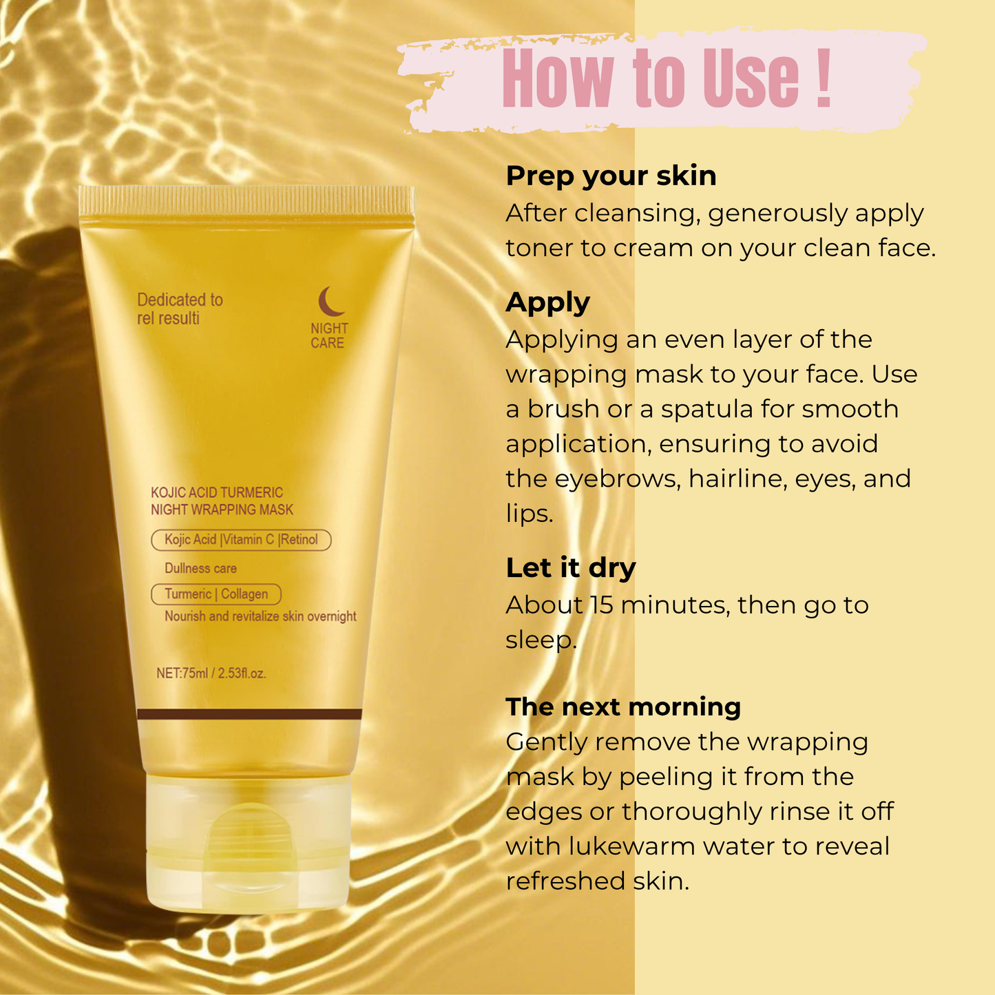 Masque de Nuit Enveloppant au Curcuma et à l'Acide Kojique